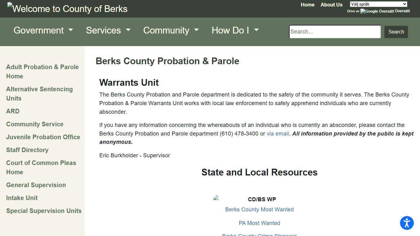 Berks County - Warrants Unit