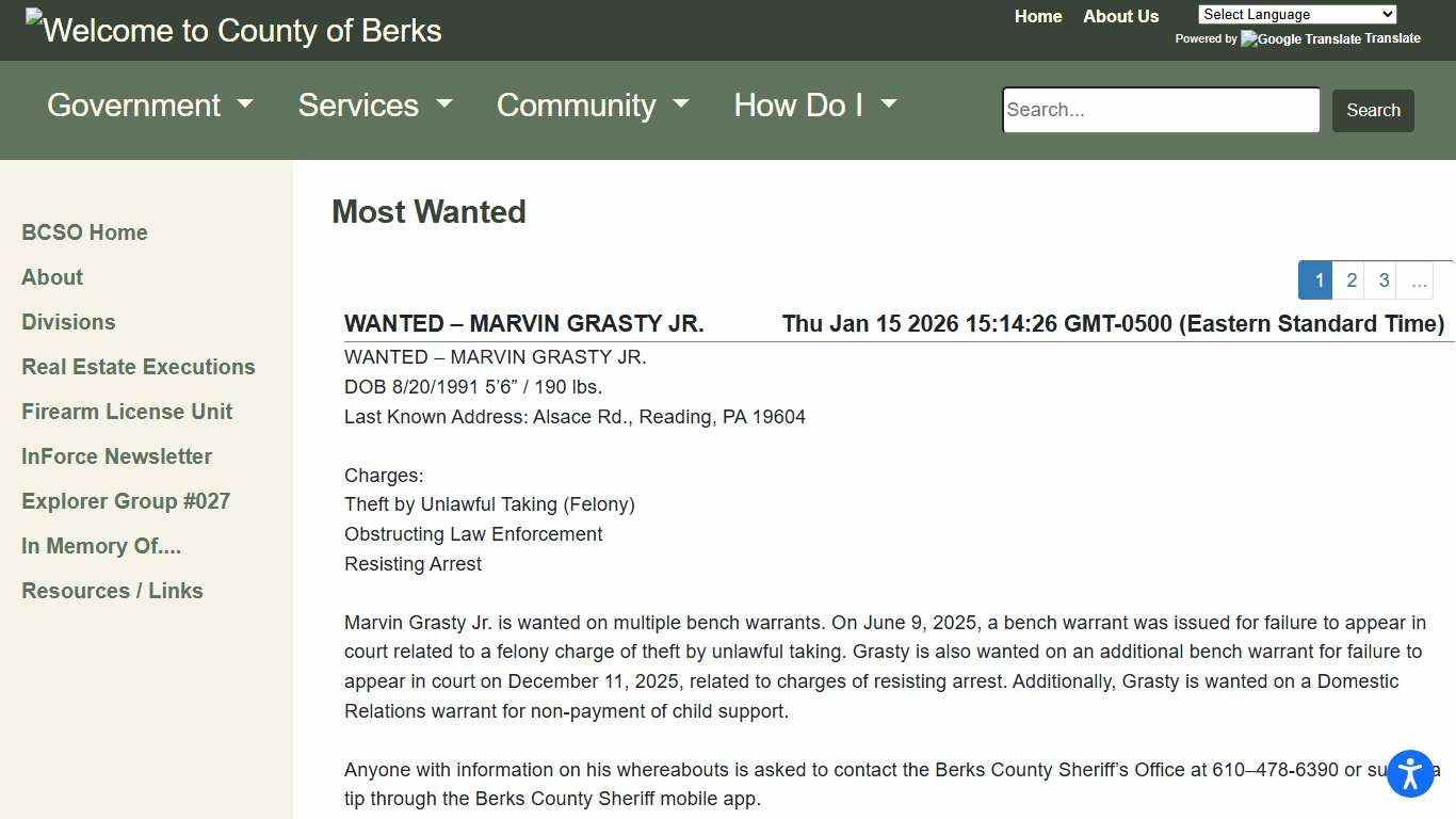 Berks County - Most Wanted